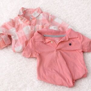 Carter's Pink Plaid and Solid Button Down Shirts